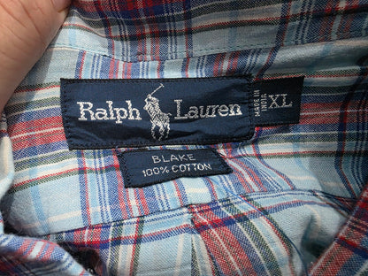 Camisa Ralph Lauren Xgrande Xl Cuadro Azul Claro Y Rojo