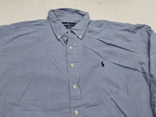 Camisa Ralph Lauren Xgrande Xl Azul Claro Cuadro Blake