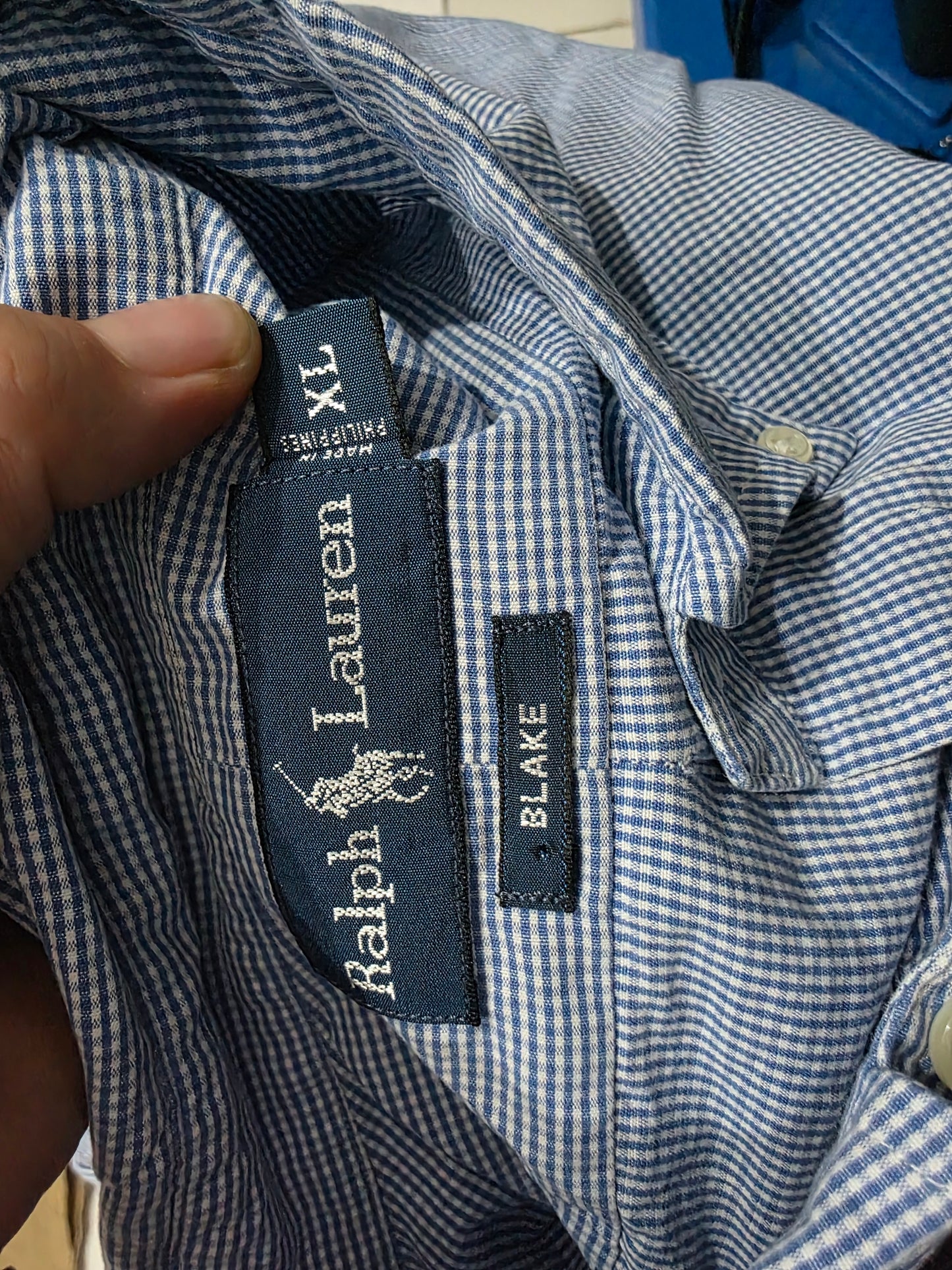 Camisa Ralph Lauren Xgrande Xl Azul Claro Cuadro Blake