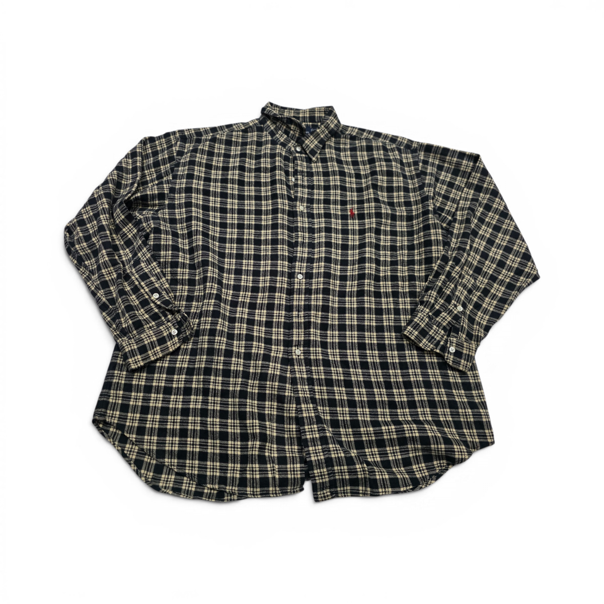 Camisa Ralph Lauren 2xl Cuadro Cafe Y Negro Franela