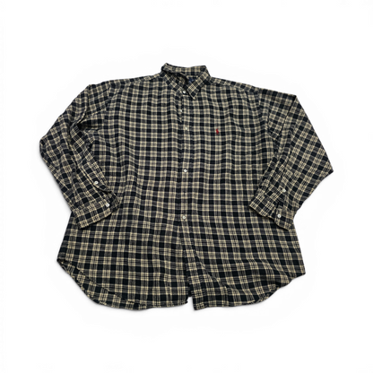 Camisa Ralph Lauren 2xl Cuadro Cafe Y Negro Franela