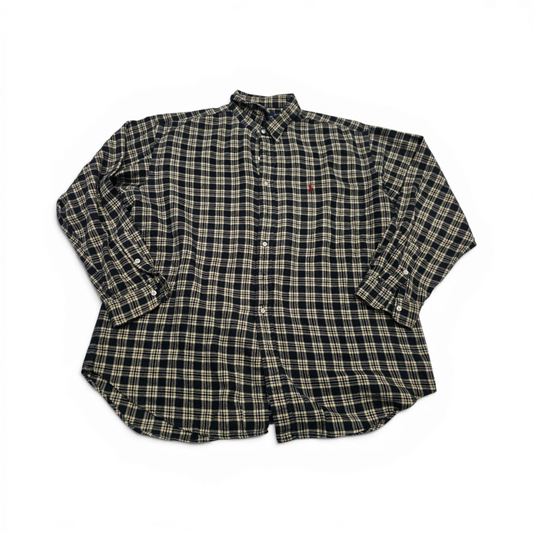 Camisa Ralph Lauren 2xl Cuadro Cafe Y Negro Franela