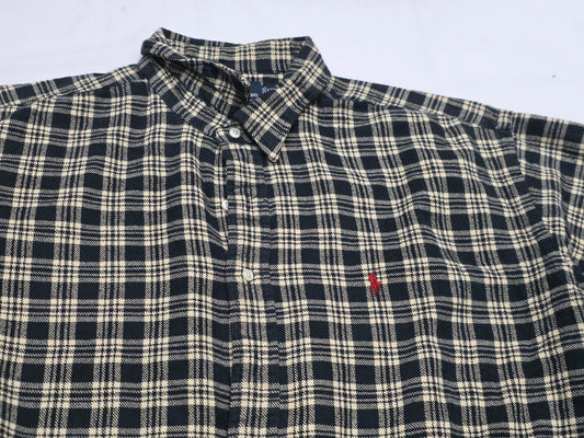 Camisa Ralph Lauren 2xl Cuadro Cafe Y Negro Franela