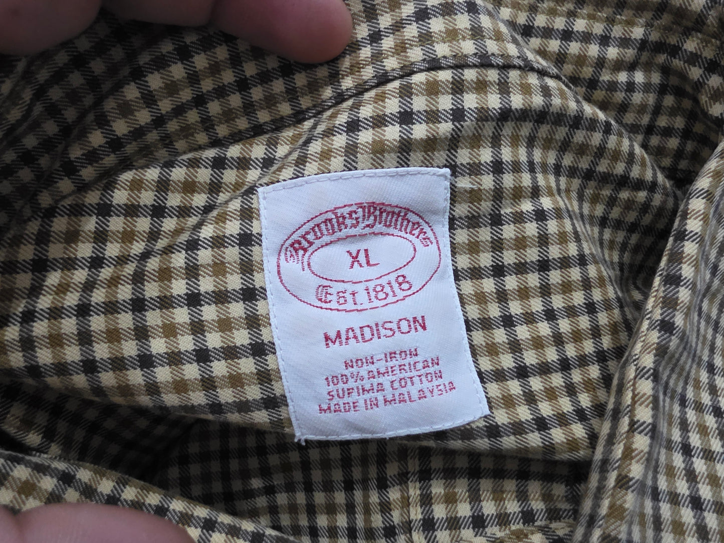 Camisa Brooks Brothers Xgrande Xl Cuadro Cafe Madison