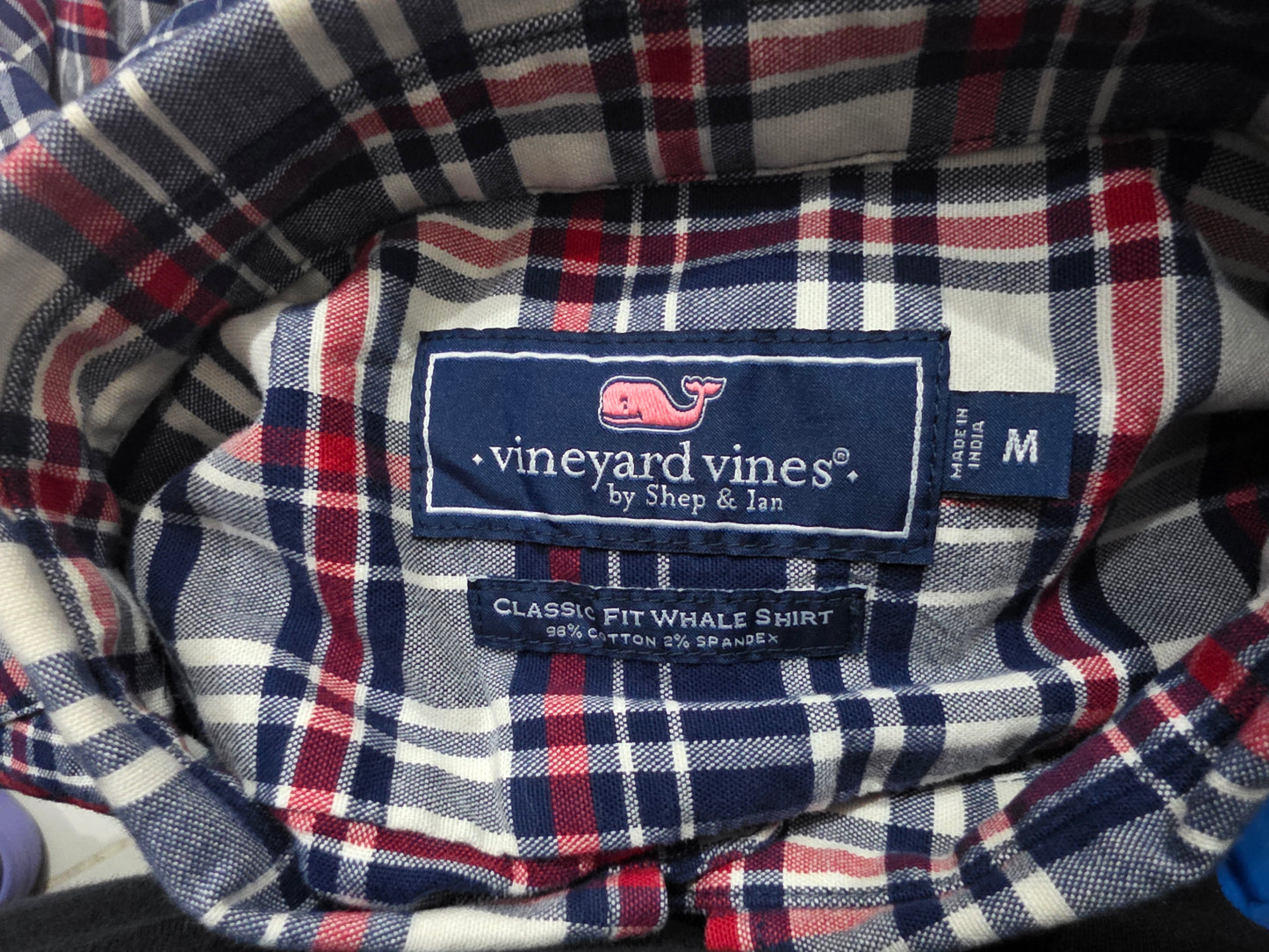 Camisa Vineyard Vines Mediana M Cuadro Azul Y Rojo