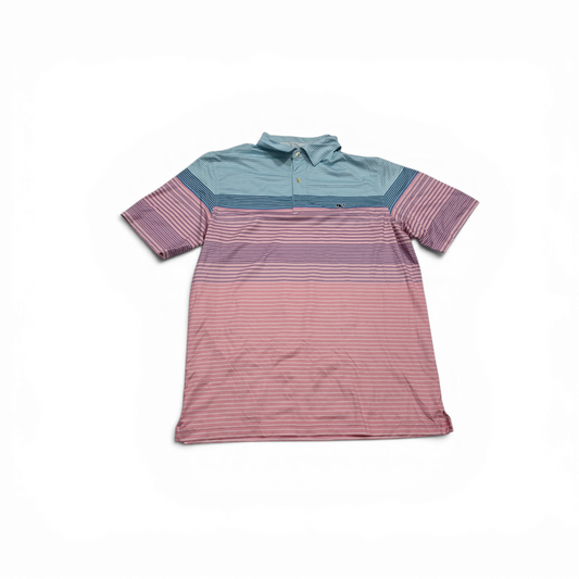 Playera Polo Vineyard Vines Mediana M Azul Y Rosa Lineas