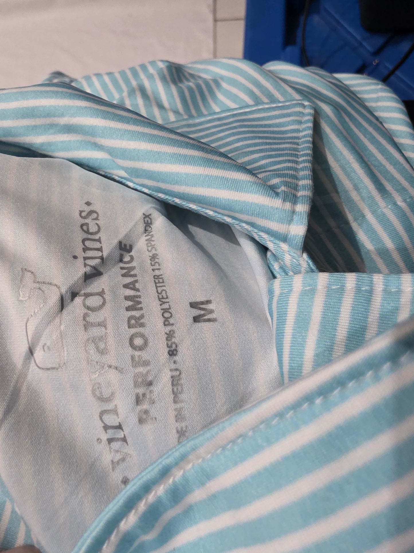 Playera Polo Vineyard Vines Mediana M Azul Y Rosa Lineas