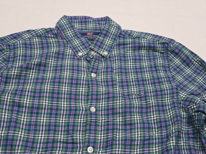 Camisa Vineyard Vines Mediana M Cuadro Verde Y Azul