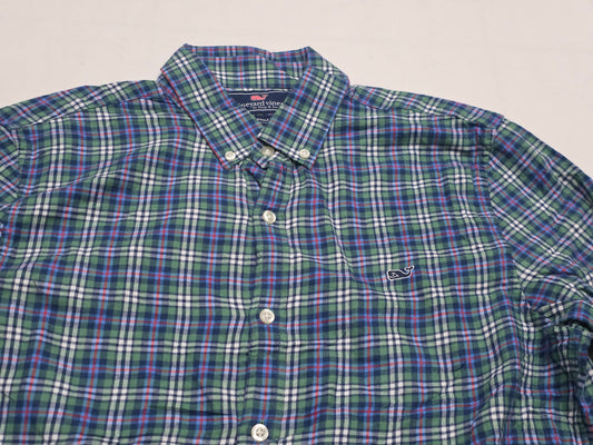 Camisa Vineyard Vines Mediana M Cuadro Verde Y Azul