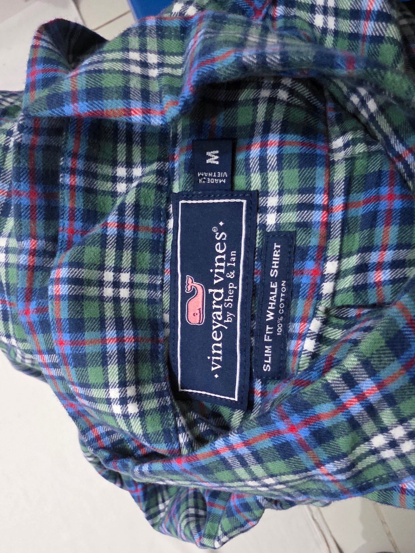 Camisa Vineyard Vines Mediana M Cuadro Verde Y Azul