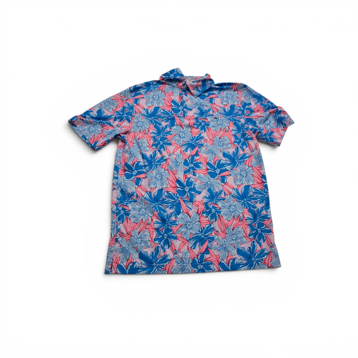 Playera Polo Vineyard Vines Chio S Azul Y Rosa Flores