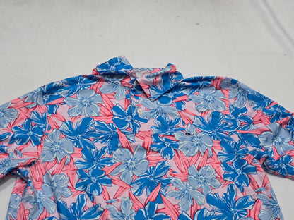 Playera Polo Vineyard Vines Chio S Azul Y Rosa Flores