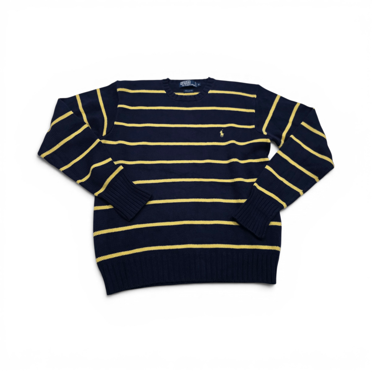 Sueter Ralph Lauren Chico S Azul Lineas Pony Amarillo (Usado)