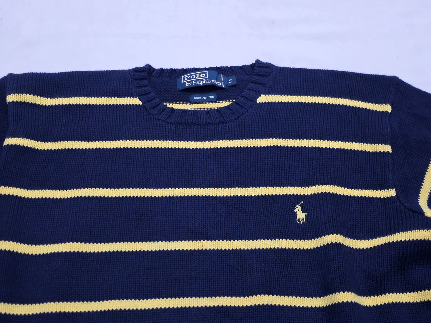 Sueter Ralph Lauren Chico S Azul Lineas Pony Amarillo (Usado)