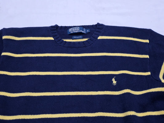 Sueter Ralph Lauren Chico S Azul Lineas Pony Amarillo (Usado)