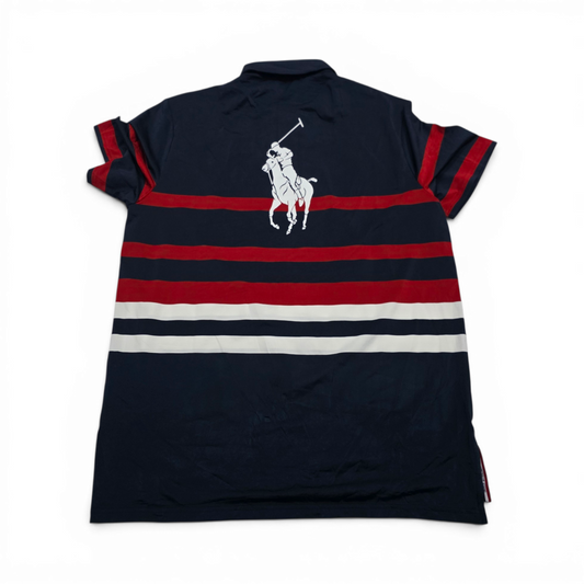 Playera Polo Ralph Lauren Mediana M Azul Rojo Pony Jumbo (Usado)