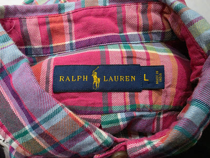 Camisa Ralph Lauren Grande L Rosa Cuadro Franela (Usado)