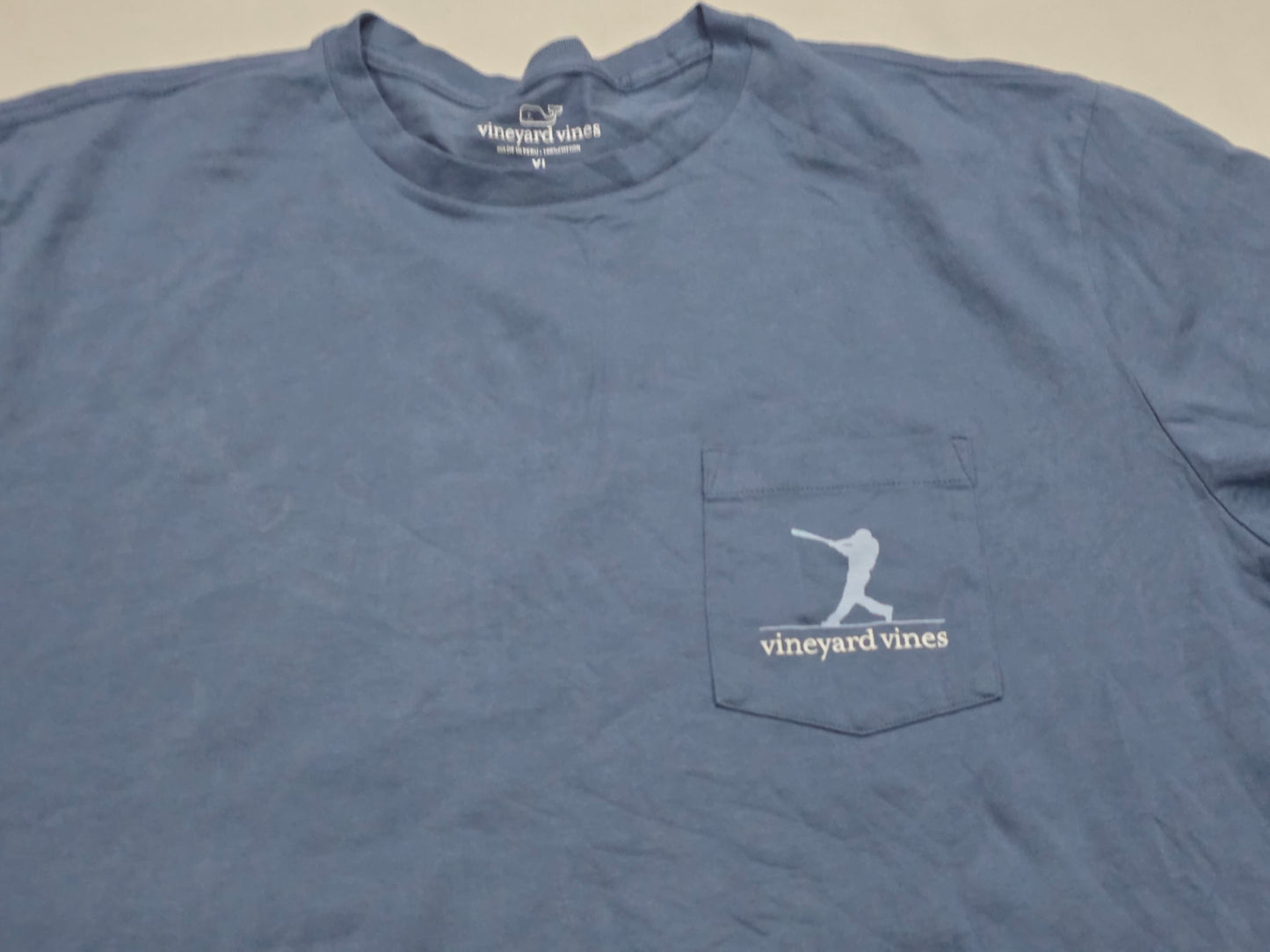 Playera Vineyard Vines Xgrande Xl Azul Deslavado Baseball (Usado)