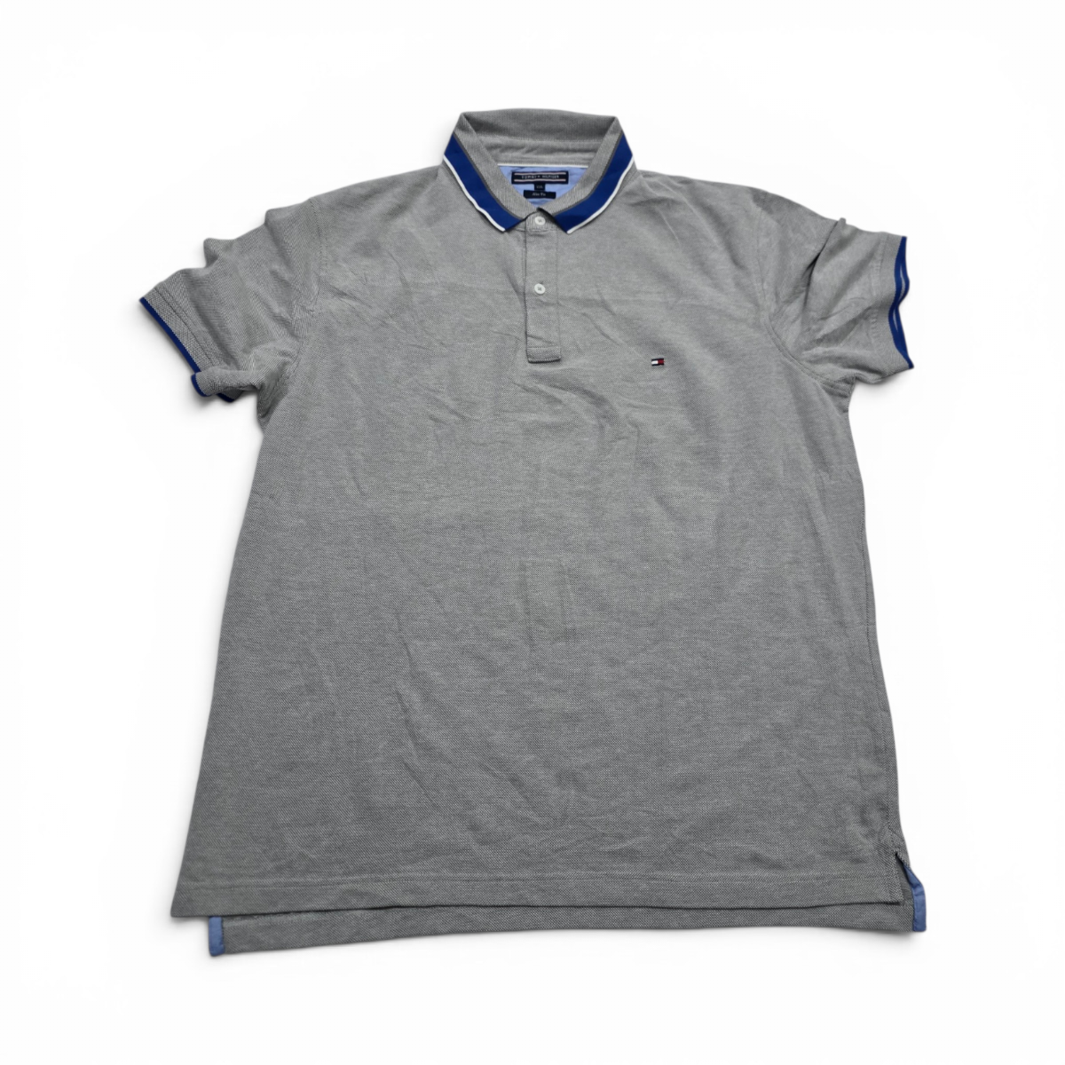 Playera Polo Tommy Hilfiger 2xl Gris Y Azul (Usado)