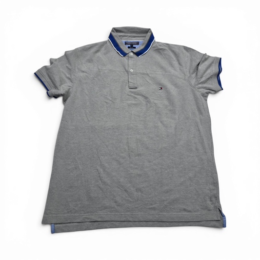 Playera Polo Tommy Hilfiger 2xl Gris Y Azul (Usado)
