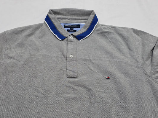Playera Polo Tommy Hilfiger 2xl Gris Y Azul (Usado)