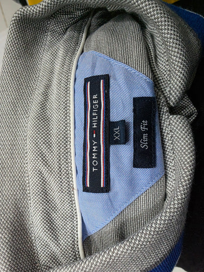 Playera Polo Tommy Hilfiger 2xl Gris Y Azul (Usado)