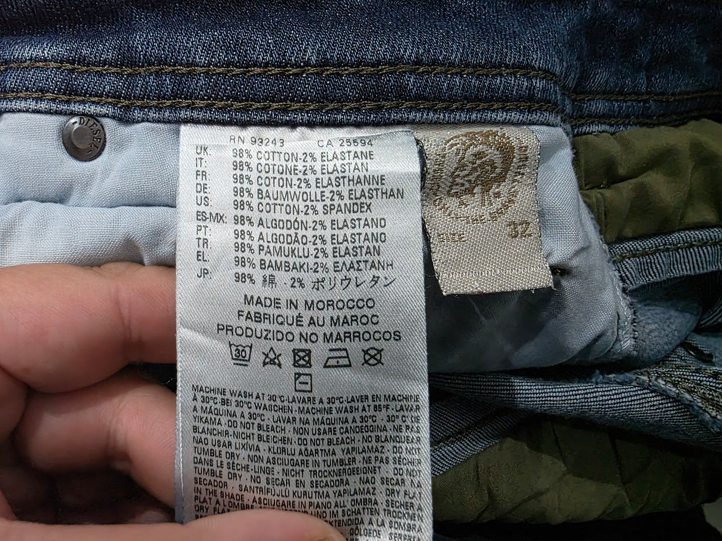 Pantalon Diesel 32x32 Krayver Skinny Azul (Usado)