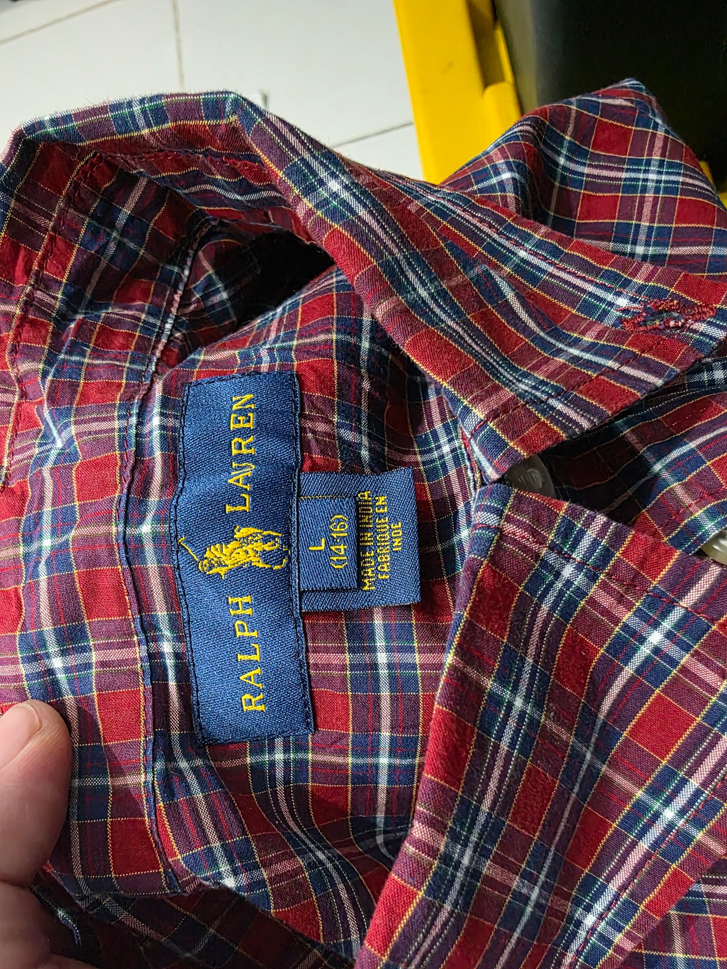 Camisa Ralph Lauren Adolescente L 14-16 Vino Cuadro (Usado)