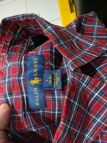 Camisa Ralph Lauren Adolescente L 14-16 Vino Cuadro (Usado)