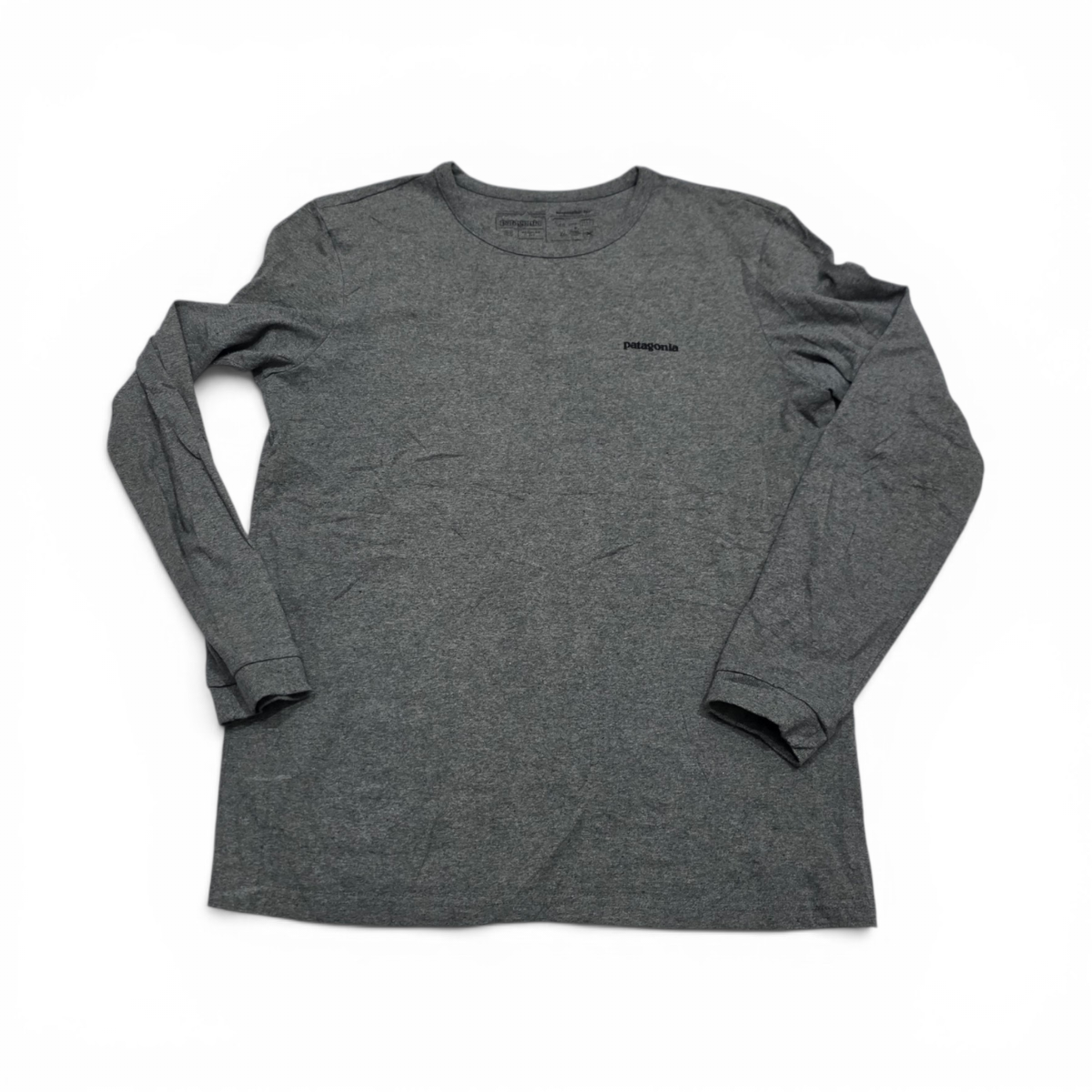 Playera Manga Larga Patagonia Mediana M Gris Logo (Usado)