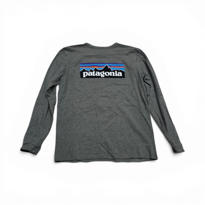 Playera Manga Larga Patagonia Mediana M Gris Logo (Usado)