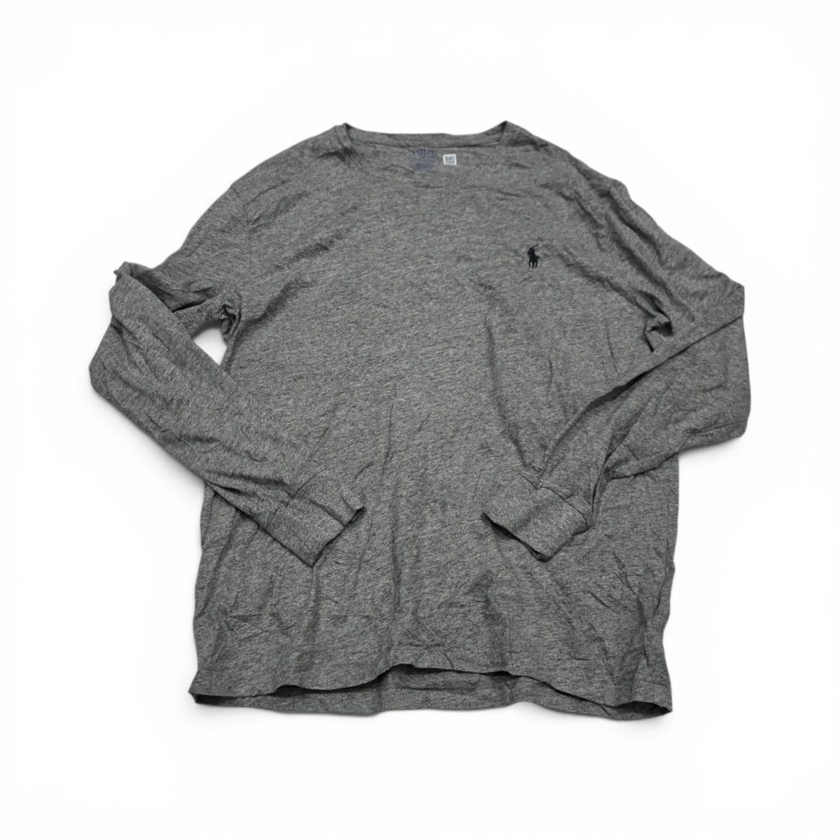 Playera Ralph Lauren Grande L Gris Pony Negro Manga Larga (Usado)