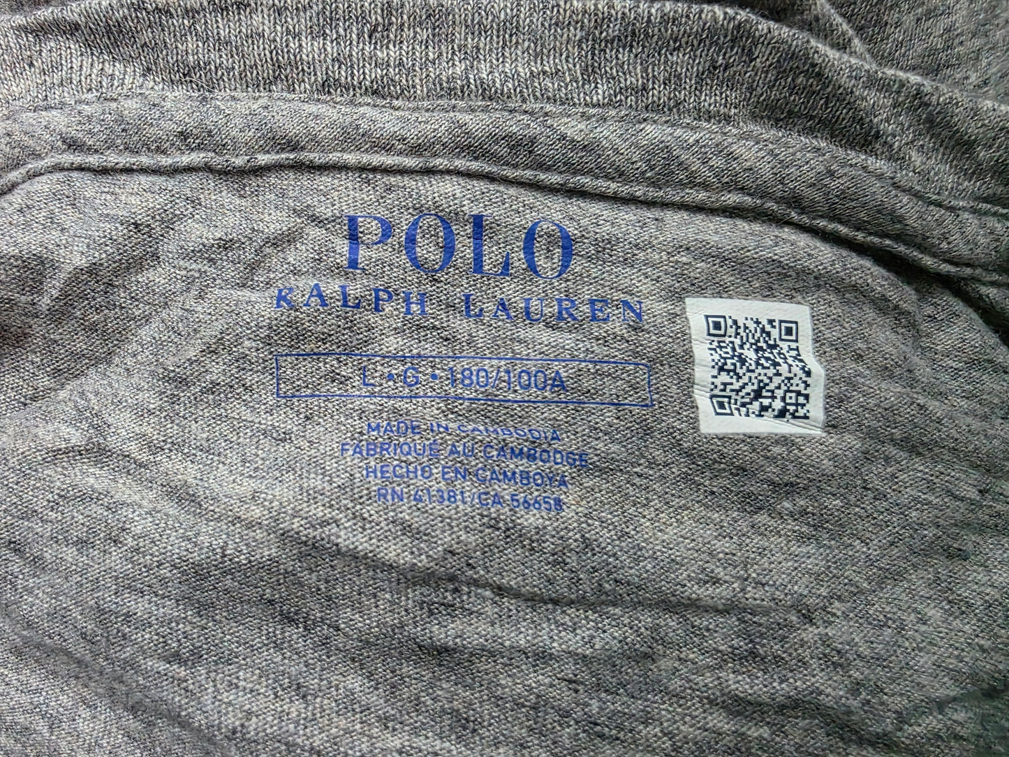 Playera Ralph Lauren Grande L Gris Pony Negro Manga Larga (Usado)