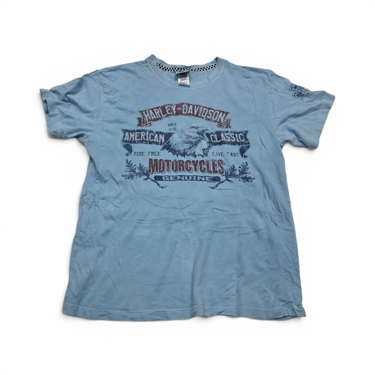 Playera Harley Davidson Grande L Azul Claro Green River (Usado)