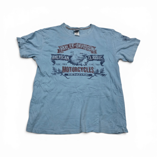 Playera Harley Davidson Grande L Azul Claro Green River (Usado)