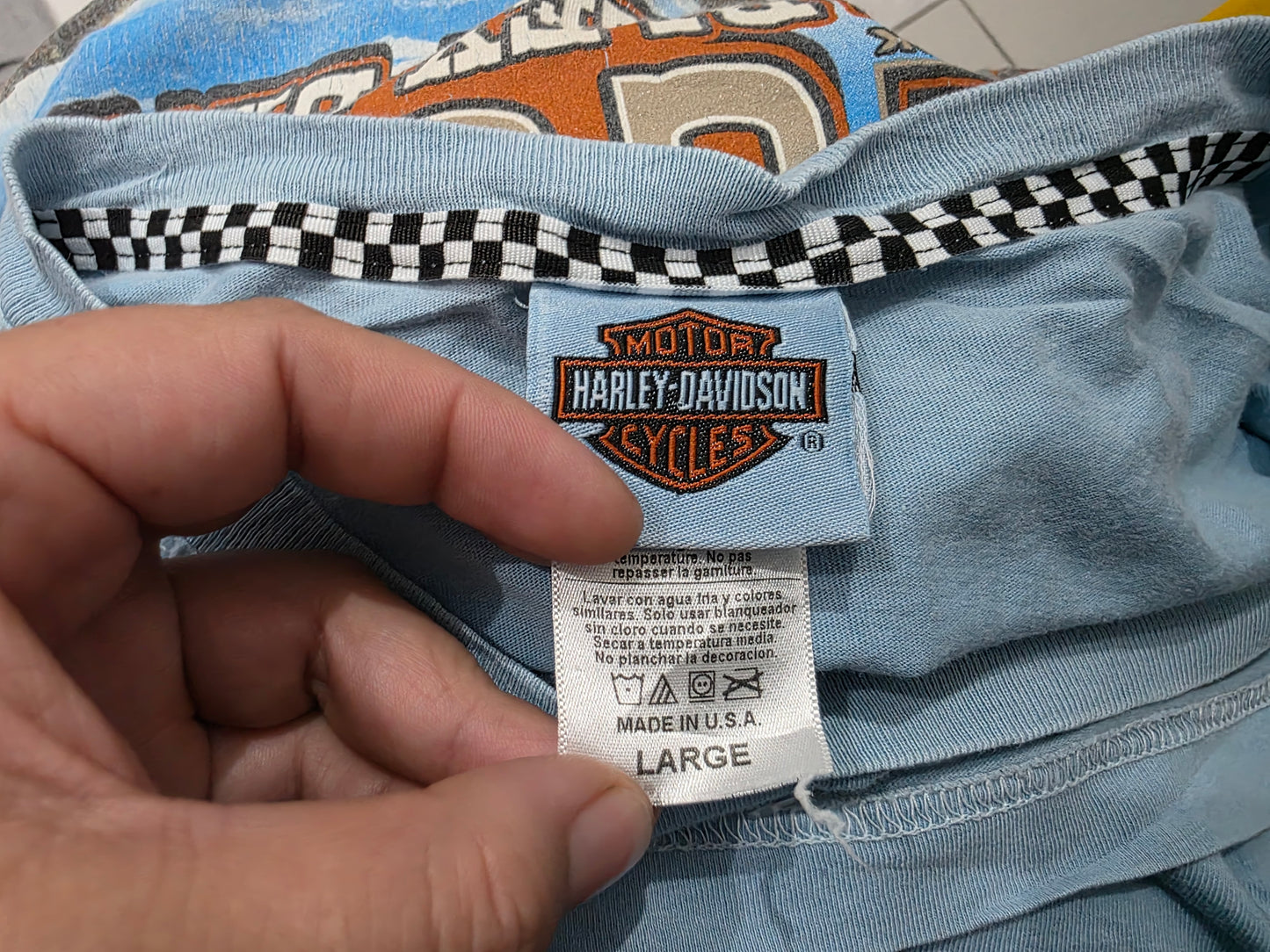 Playera Harley Davidson Grande L Azul Claro Green River (Usado)