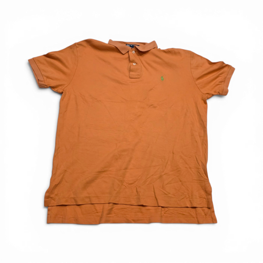 Playera Polo Ralph Lauren Grande L Naranja Pony Verde (Usado)