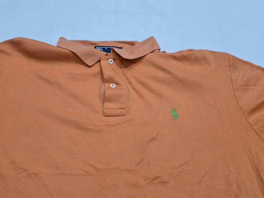 Playera Polo Ralph Lauren Grande L Naranja Pony Verde (Usado)