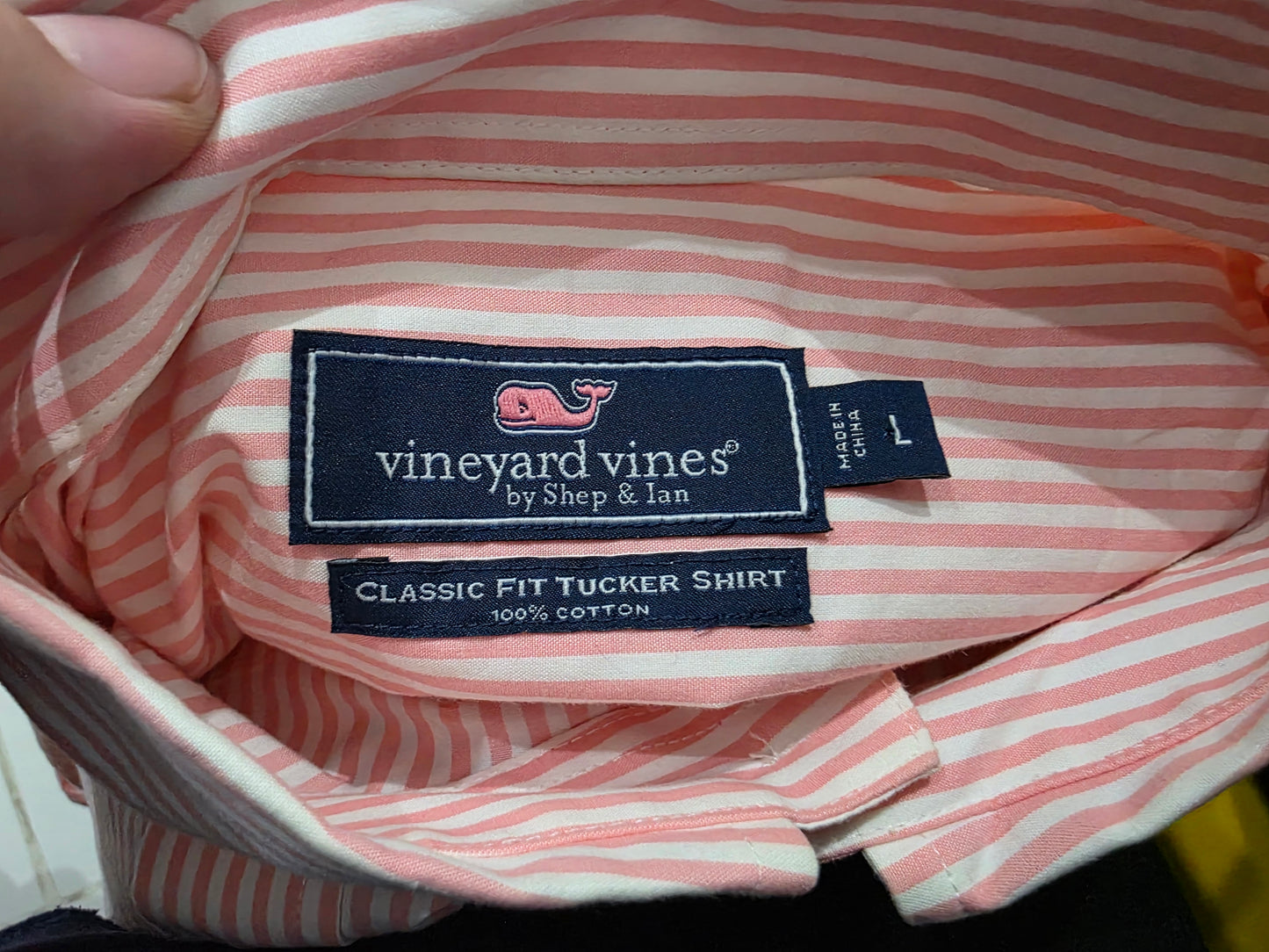 Camisa Vineyard Vines Grande L Classic Fit Lineas Rosa (Usado)