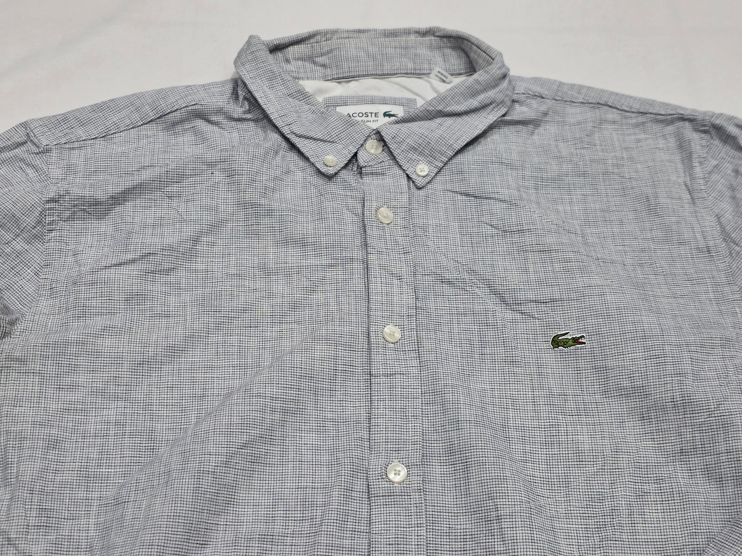 Camisa Lacoste Xgrande Slimfit Gris (Usado)