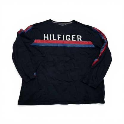 Playera Manga Larga Tommy Hilfiger Xgrande Xl Azul Letras (Usado)