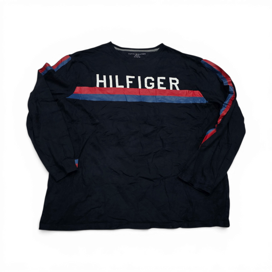 Playera Manga Larga Tommy Hilfiger Xgrande Xl Azul Letras (Usado)