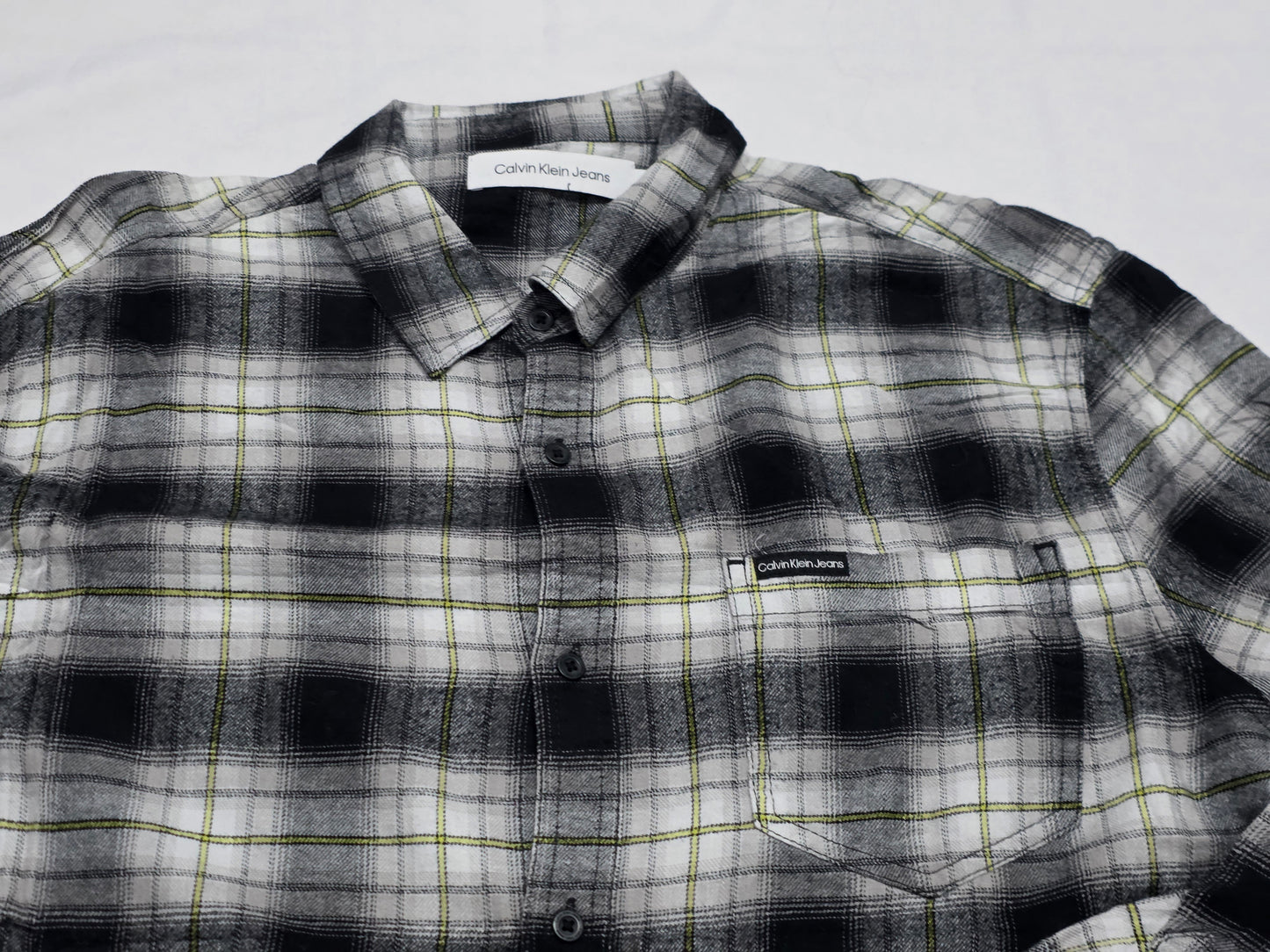 Camisa Calvin Klein Xgrande Xl Negro Y Blanco Cuadr (Usado)