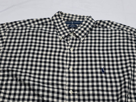 Camisa Ralph Lauren Xgrande Xl Blake Cuadro Negro Y Beige (Usado)