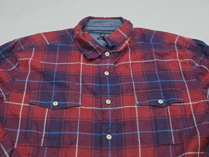 Camisa Tommy Hilfiger Xgrande Xl Custom Fit Cuadro Vino Azul (Usado)