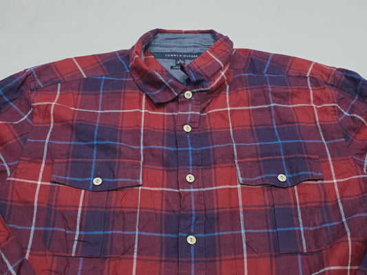 Camisa Tommy Hilfiger Xgrande Xl Custom Fit Cuadro Vino Azul (Usado)