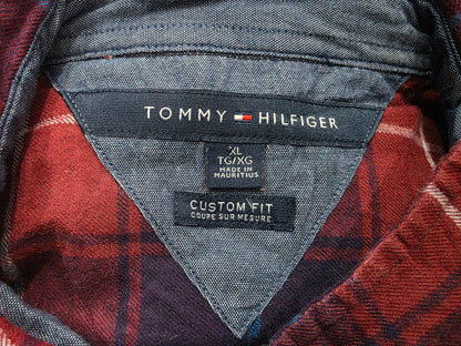 Camisa Tommy Hilfiger Xgrande Xl Custom Fit Cuadro Vino Azul (Usado)