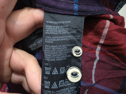 Camisa Tommy Hilfiger Xgrande Xl Custom Fit Cuadro Vino Azul (Usado)