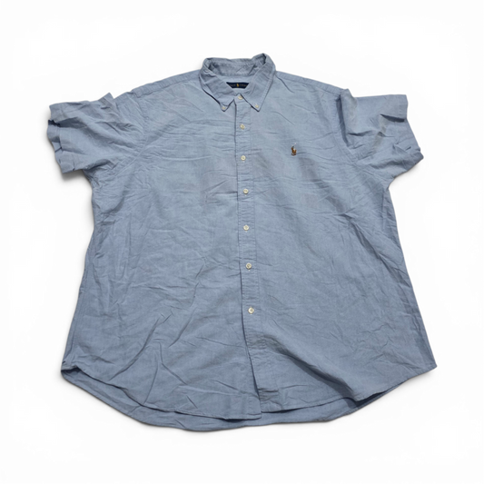 Camisa Manga Corta Ralph Lauren 2xl Azul Cielo Pony Colores (Usado)