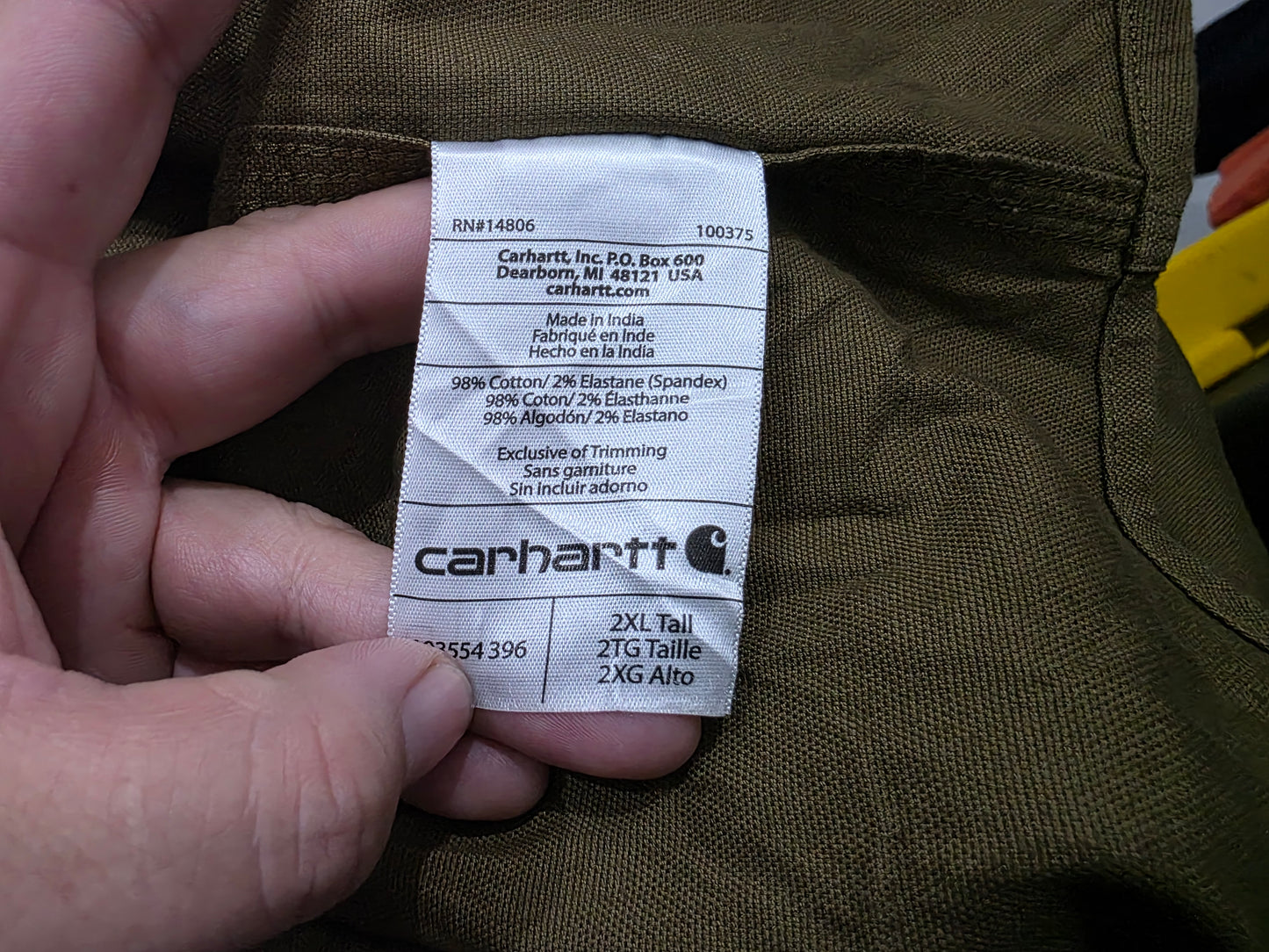 Camisa Carhartt 2xl Tall Relaxed Fit Verde (Usado)